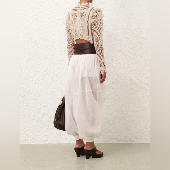 Zimmermann Illuminate Cornelli Bodice Crochet Lace Long Sleeve Crop Top 0 XS - Picture 3 of 8